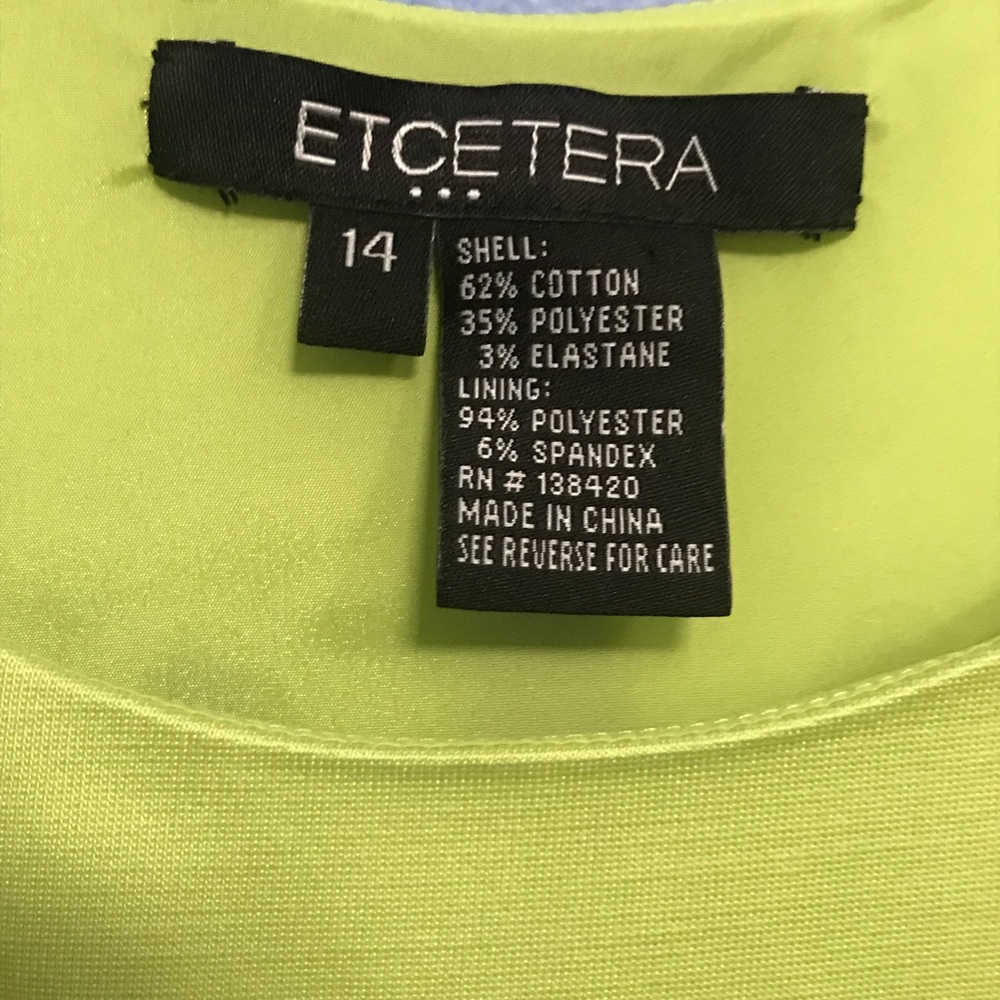 Etcetera Lime Green Shift Dress - Picture 5 of 6